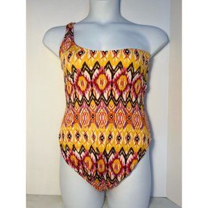 Kenneth Cole Women Multi- Colored 1 shoulder top Swimsuit-SIZE: L